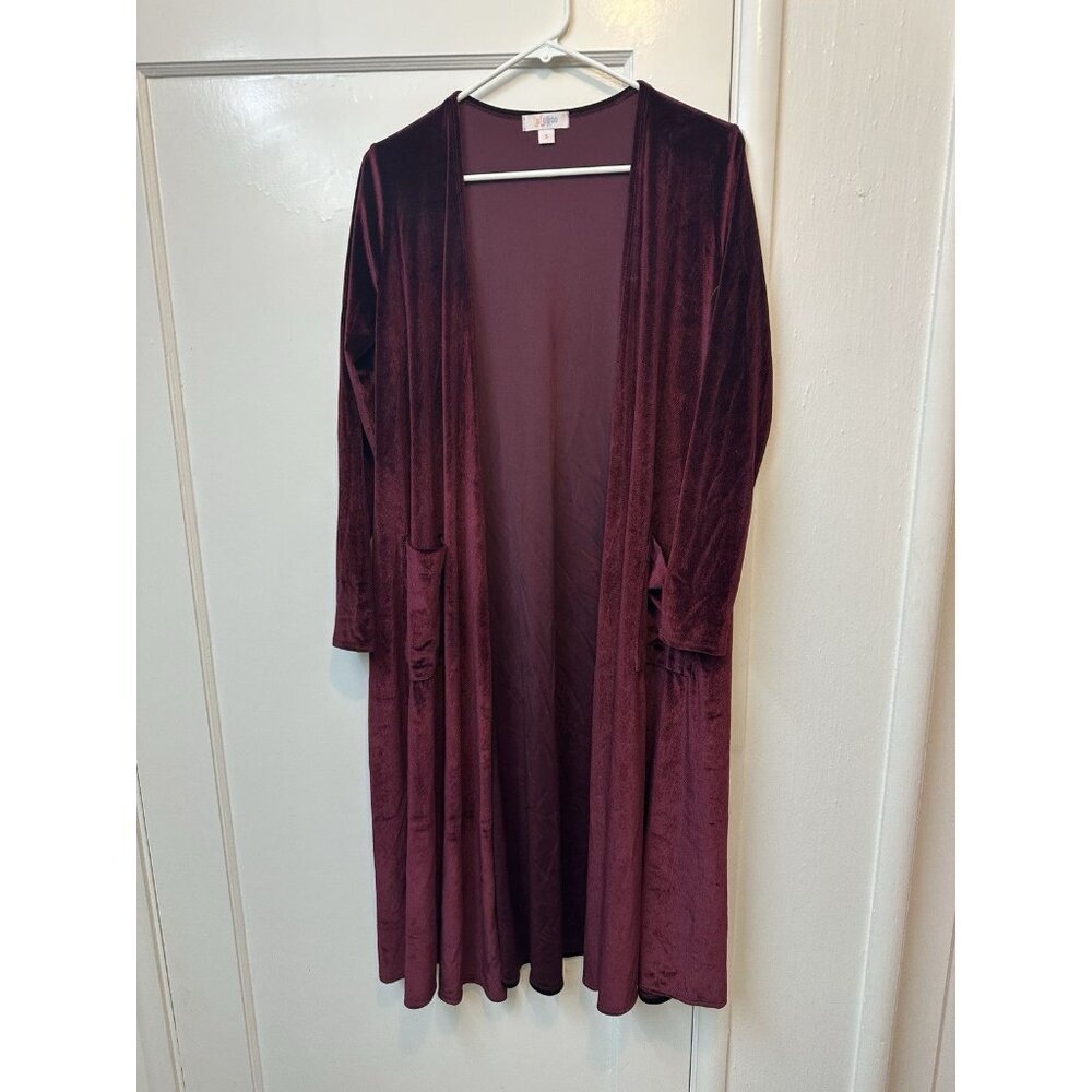 Lularoe Velvety Duster Maroon Christmas Class Sz‎ S Soft Romantic Moody